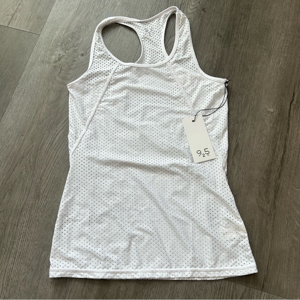 NWT 925fit Twist & Shout white‎ Mesh Racerback Tank Top workout Womens Size xs
